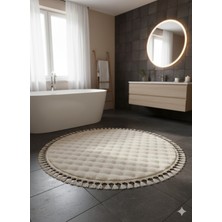 Özbience Yumuşak Peluş Halı, Yuvarlak, Kaymaz Taban, Antre ve Hol Için Şık Dekorasyon