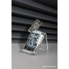 Feyza Design Şık Gümüş Siyah Tasarım Işlemeli Kapaklı Gazlı Çakmak