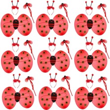 Skygo Uğur Böceği Kostüm Seti - Kanat Taç Asa 3 Parça 12 Adet