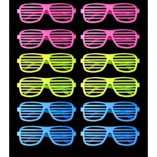Nexgen Retro Neon Fosforlu Panjur Gözlük 12 Adet – 80’ler 90’lar Parti Stili