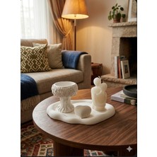 Doğal El Yapımı Dekoratif Aşk Seti | Ağaç Figürlü Kadeh & Sarılan Çift Mumu