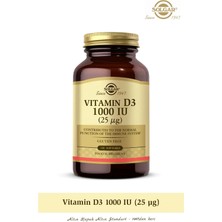 Solgar Vitamin D3 1000 IU 25 Mcg 100 Yumuşak Kapsül Amerika Menşeli Kapsül İçeriği