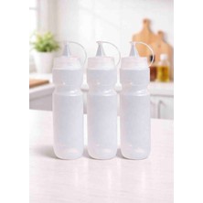 Herevin 3'lü Sıkma Sos Şişesi 660 ml Plastik Sosluk Seti Akıtmaz Kapaklı Ketçap Mayonez Sos Şişesi