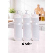 Herevin 6'lı Sıkma Sos Şişesi 660 ml Plastik Sosluk Seti Akıtmaz Kapaklı Ketçap Mayonez Sos Şişesi Mutfak ve Restoran Kullanımı