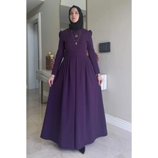 Rabia Şamlı Rose Elbise Mürdüm