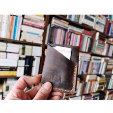 Mahfuz Hakiki Deri Tamamen El Emeği Minimalist Cüzdan Kartlık 9,5x7 cm  NLU391