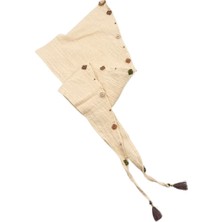 Zelice Tasarım Müslin Püsküllü Krem Fular