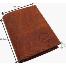 Westpolo Hakiki Eskitme Deri Kağıt Para, Bozuk Para ve Bol Kart Bölmeli Unisex Cüzdan - G2 Taba