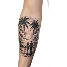 Tattoo Gerçekçi Palmiye Ağacı Veaile Model Geçici Kol Bacak Geçici Sticker Yapıştırma Dövme