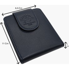 Westpolo Hakiki Deri Mıknatıslı Kağıt Para ve Bol Kart Bölmeli Unisex Cüzdan - Lacivert