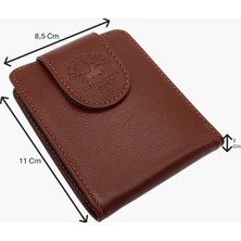 Westpolo Hakiki Deri Mıknatıslı Kağıt Para ve Bol Kart Bölmeli Unisex Cüzdan - Taba