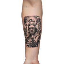 Tattoo Gerçekçi Gangstar Kız Model Geçici Kol Bacak Geçici Sticker Yapıştırma Dövme