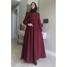 Rabia Şamlı Rose Elbise Bordo