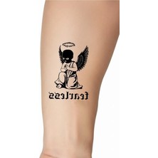Tattoo Gerçekçi Fearless Melek Ganstar Minimal Model Geçici Kol Bacak Geçici Sticker Yapıştırma Dövme