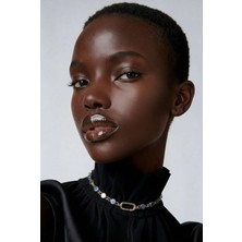 Altın Kaplama Hematit Taşlı Tasarım Choker