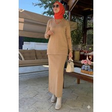 Rabia Şamlı Sezen Triko Takım Bej