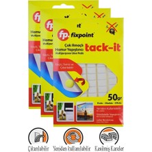Artlantis Hamur Yapıştırıcı Tack-It 50GR 3 Paket Fixpoint 65 Parça Macun Sakız Yapıştırıcı Takıt Çerçeve Afiş Duvar Iz Bırakmaz