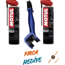 Motul Bakım Seti C1 Zincir Temizleme 400ML + C3 Zincir Yağlama 400ML + Zincir Fırçası