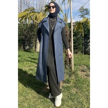 Rabia Şamlı Apoletli Indigo Yelek