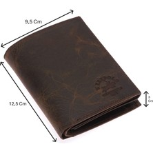 Westpolo Hakiki Eskitme Deri Kağıt Para, Bozuk Para ve Bol Kart Bölmeli Unisex Cüzdan - G6 Kahve