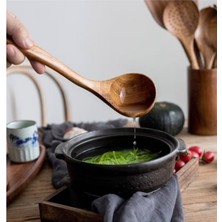 Hane216 Doğal Akasya Ağacından El Oyması Servis Kepçesi 26CM | Antibakteriyel, Dayanıklı ve Çevre Dostu Ahşap Kaşığı – Şık ve Uzun Ömürlü Mutfak Gereci (Akasya Kepçe)