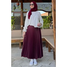 Rabia Şamlı Eliz Bordo Plise Etek