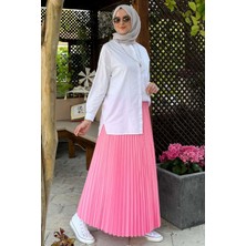Rabia Şamlı Eliz Pembe Plise Etek
