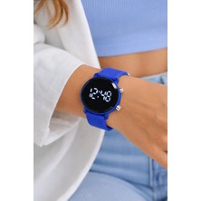 Sonsuzsaat Mavi LED Dijital Kol Saati Silikon Kordonlu Unisex Modern Spor Kadın Erkek Çocuk Saat