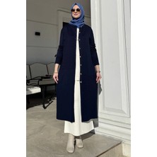 Rabia Şamlı Manolya Lacivert Triko Hırka