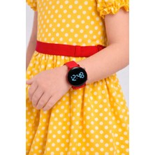 Sonsuzsaat 7-16 Yaş Kız Çocuk LED Dijital Kol Saati Silikon Kordonlu Işıklı Kırmızı Çocuk Saati