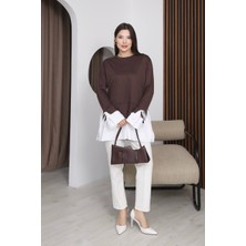 Piove Kadın Katman Detaylı Uzun Tunik – Bağlama Kollu Rahat Kesim Günlük Şık Bluz