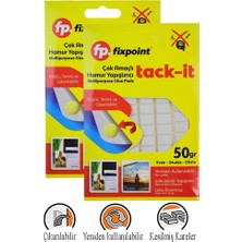 Artlantis Hamur Yapıştırıcı Tack-It 50GR 2 Paket Fixpoint 65 Parça Macun Sakız Yapıştırıcı Takıt Çerçeve Afiş Duvar Iz Bırakmaz