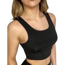 Zemira Home Askılı Crop  Bluz-Siyah