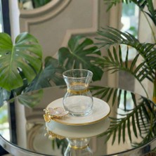 Çnr Home Collection Papatya Detaylı - Lüks Porselen Tabaklı Hediyelik Çay Seti