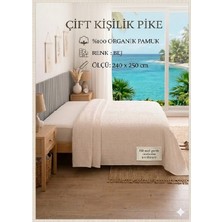 Elif Nazlı Perde Çift Kişilik Pike - %100 Organik Pamuk - Dört Mevsim-Bej