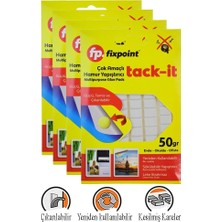 Artlantis Hamur Yapıştırıcı Tack-It 50GR 4 Paket Fixpoint 65 Parça Macun Sakız Yapıştırıcı Takıt Çerçeve Afiş Duvar Iz Bırakmaz