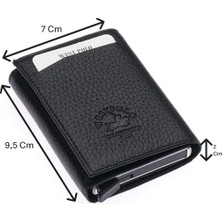 Westpolo Hakiki Deri Kağıt Para Bölmeli Unisex Mekanizmalı Cüzdan - Siyah