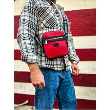 Marmara Qumasch CH102 - Stealht Kare Erkek Çanta Sıyah - Kırmızı