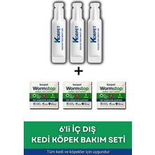 Korpet Kedi ve Köpek 6'lı Iç Dış Ense Parazit Bitkisel Bakım Seti 3 Damla 3 Tablet