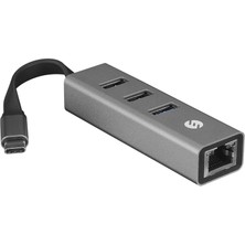 Marmara Qumasch S-Lınk SW-U3325, Gigabit, Type-C To RJ45, 3xusb 3.0, Metal, Ethernet Kartı