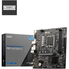 Marmara Qumasch Msı Pro H610M-G Ddr5 5600MHZ 1xvga 1xhdmı 1xdp 1xm.2 USB 3.2 Matx 1700P (12. / 13. ve 14. Nesil Işlemci Uyumlu)