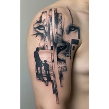 Tattoo Gerçekçi Aslan Model Geçici Kol Bacak Geçici Sticker Yapıştırma Dövme