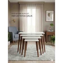4'lü Zigon Sehpa Hurma Serisi Oval Mdf