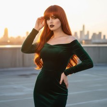 Kahküllü Uzun Dalgalı Fiber Sen Peruk / Bakır