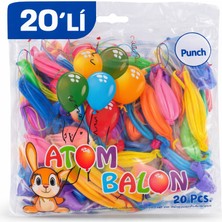 Marmara Qumasch Renkli Atom Balon Punch Balon Lastik Ipli Parti Balonu 20 Adet