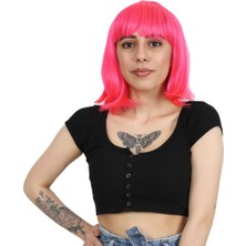 Küt Kahküllü Fiber Sen Peruk / Neon Pembe
