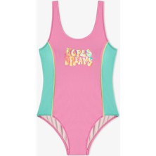 Penti Kız Çocuk Açık Pembe Beauty Spor Hologram Desenli Mayo