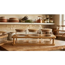 Leylart  Bambu Standlı 3’lü Borosilikat Cam Seti