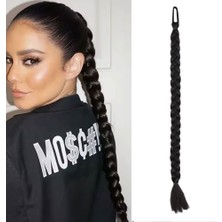 Ikili Örgü Lastik Tokalı At Kuyruğu / Koyu Kestane