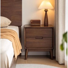 Wooden Decoration Noira Masif Ahşap Çift Çekmeceli Komodin